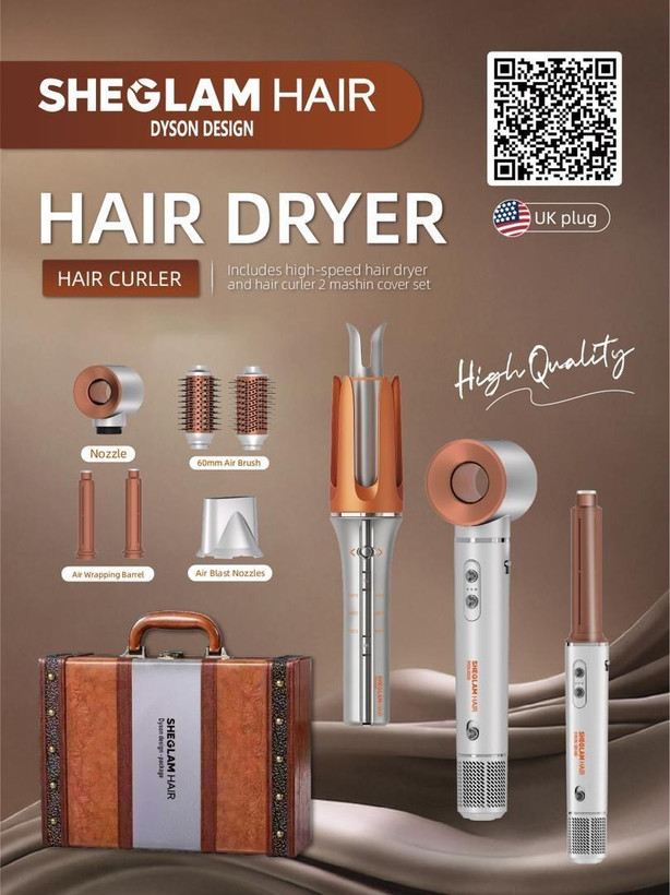 پک سشوار چندکاره شیگلم 2000 وات همراه کرلی شیگلم مدل Dyson Design با موتور BLDC
